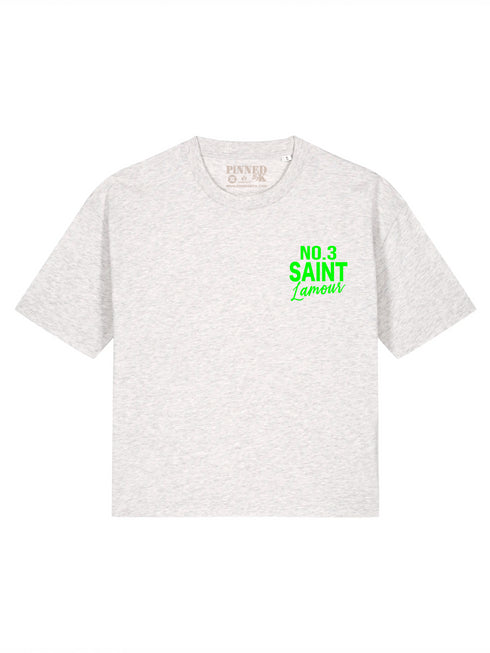 Boxy T-shirt Saint L'amour Neon Green Velvet - Heather Grey